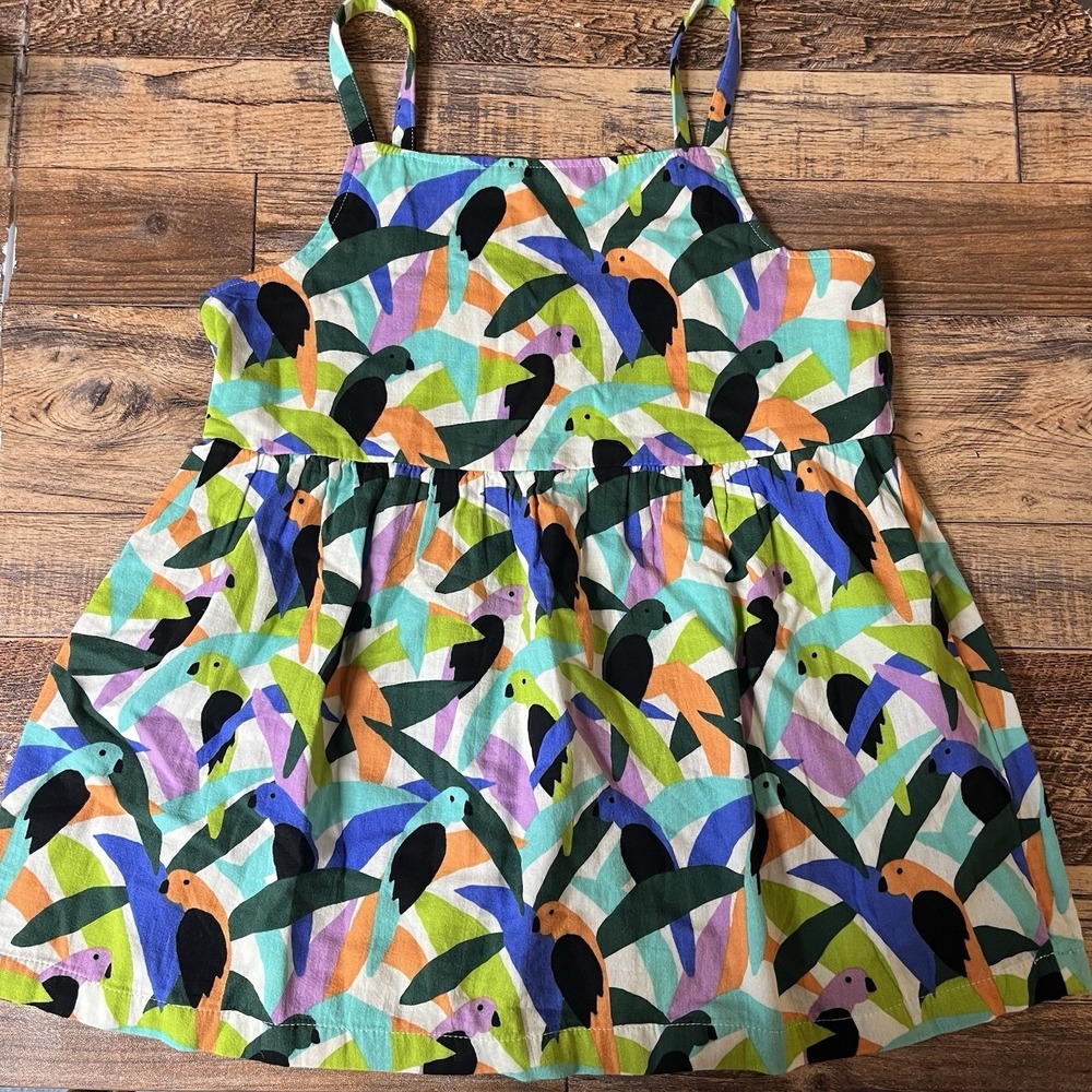 Hanna‎ Andersson Sleeveless Top Girls 10 Tropical Bird Colorful Coastal Summer